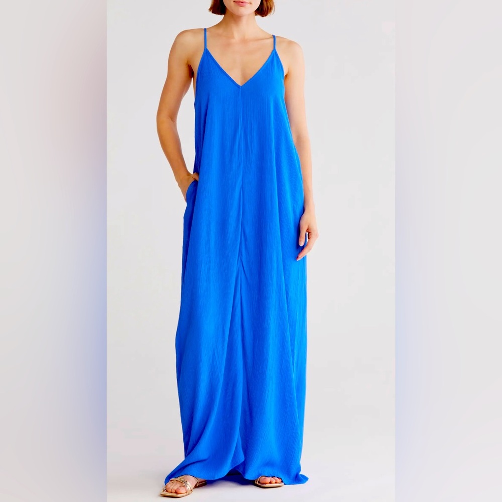 Lovestitch Gauze Maxi Dress, Blue, M/L